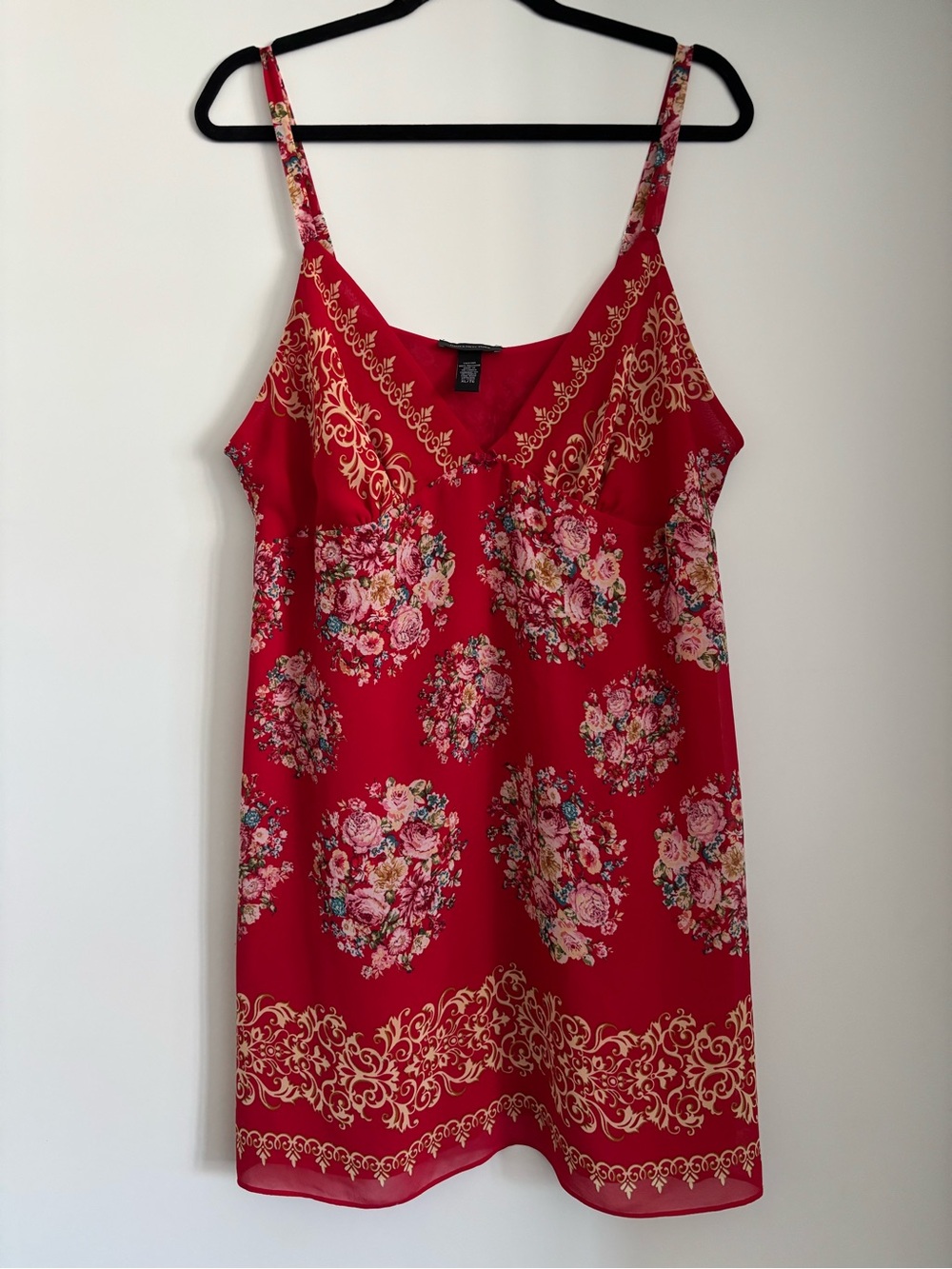 Vintage Jones New York red floral slip dress women’s size XL